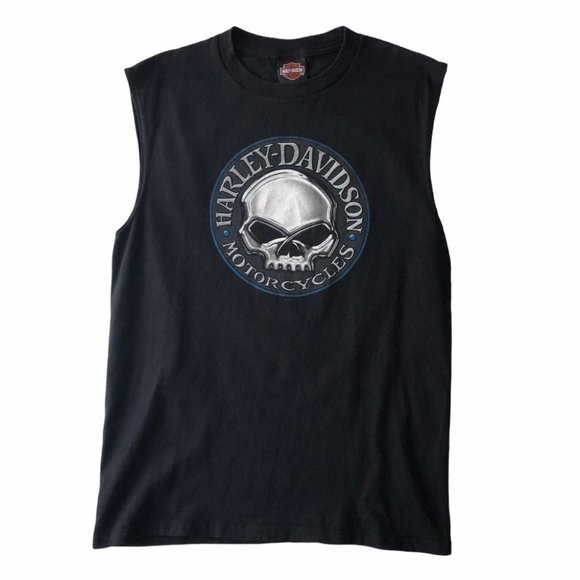 Harley-Davidson Men’s Black Skull Sleeveless Shirt - Picture 1 of 9